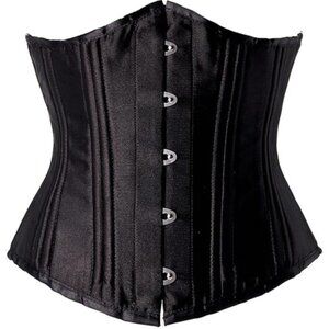 Camellias Women Size XL Black Steel Boned Overbust Corset  Elegant Black